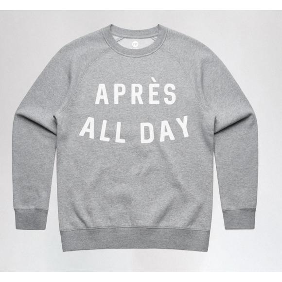NEW AUGUST INK apr√®s all day crew sweater in grey - Picture 2 of 2